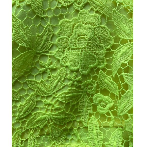 J Crew Collection Neon Yellow Full Lace Cocktail Shift Dress Size 6 - Picture 8 of 12